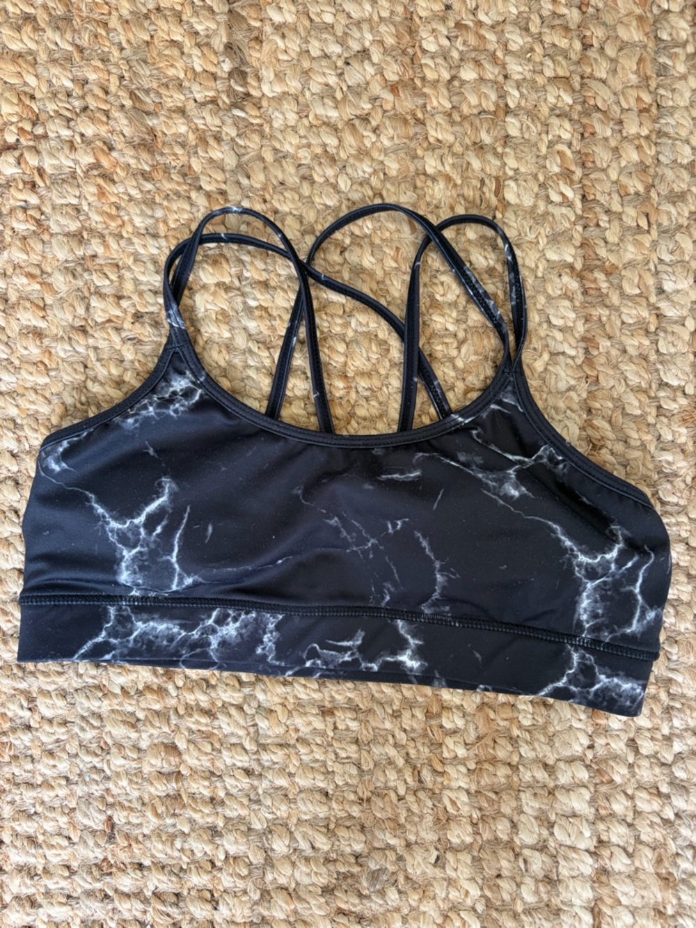 BuffBunny Black Marble Strappy Sports Bra